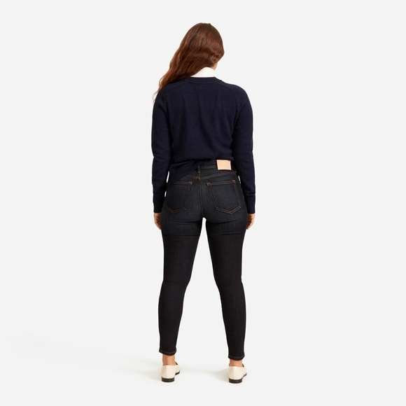 EVERLANE Authentic Stretch High Rise Skinny Jeans Dark Indigo Blue ~ 25 Ankle - Picture 9 of 12